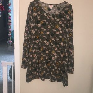 Mossimo Wildflower Green Dress with bell sleeves